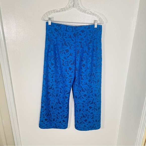 NEW Anthropologie Maeve Colette Lace Cropped Wide-Leg Pant Victorian Blue Flare - Picture 8 of 8